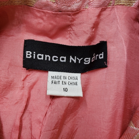 Bianca Nygard Elegant Pink Floral Coat Brocade Style Size 10 Spring Flowers - Picture 9 of 16